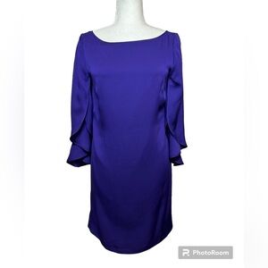 Milly Butterfly-Sleeve 100% Silk Minidress Blackberry Purple Size 2 Cocktail